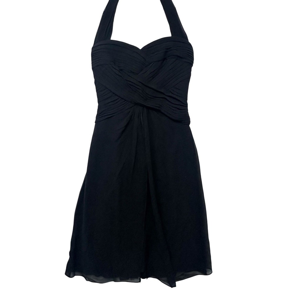 Vintage tadashi 90s black silk halter cocktail mini dress‎ Sz 2 Small Formal